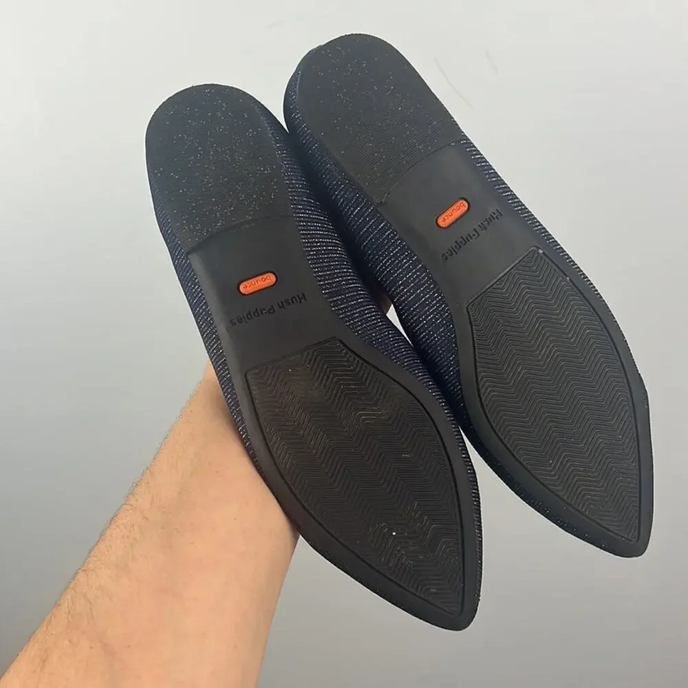 Hush Puppies slip on point toe metallic thread flat size 10